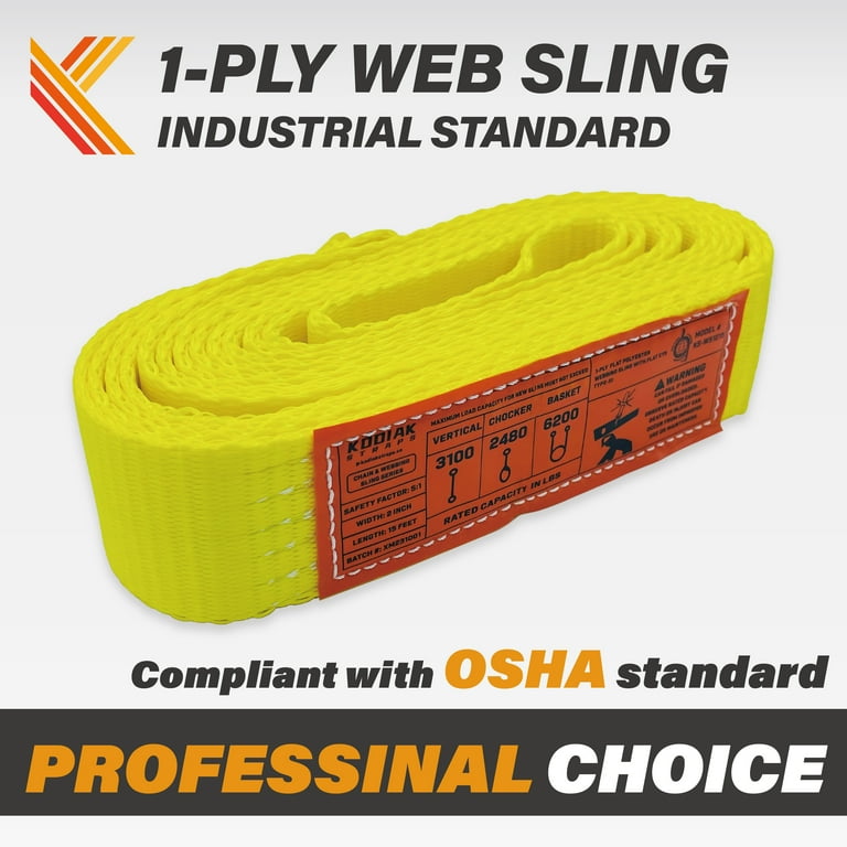 2-Pack Polyester Lifting Slings - 1" X 3' Twisted Eye Rigging Straps, Rated 1600 Lbs Vertical