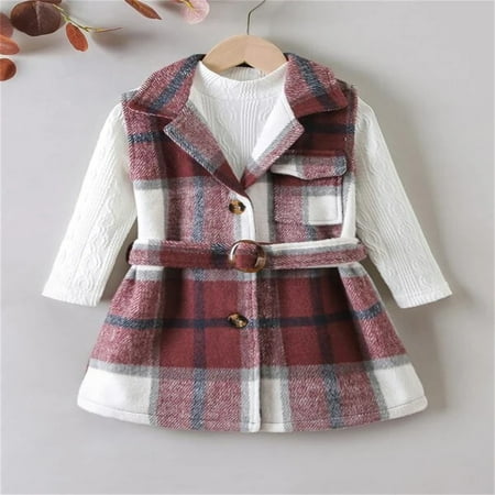 

Cathalem Sweatshirt And Sweatpants for Girls Kids Toddler Children Winter Plaid Jacket Coat Girls Streetwear Character Set Girls Childrenscostume B 2-3 Years