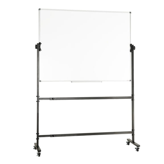 Rolling Whiteboard 48x32", Double-Sided Magnetic Mobile Dry Erase Board, 360° Adjustable Height with Wheels & Tray for Office, School, Presentation