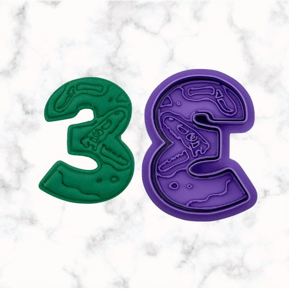 Dinosaur Number 3 Cookie Cutter and Stamp