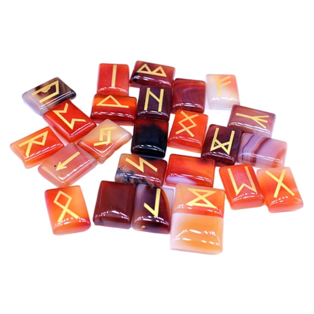 25x Piedra Natural Pulido Tumbled Viking Runas Cristales De Cuarzo Rojo Sunnimix Runa de piedra
