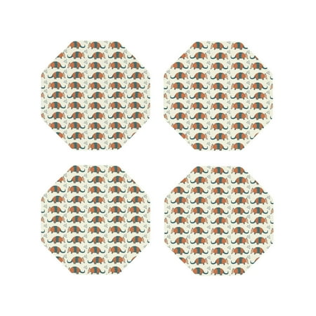

Junzan Colorful Armadillos Print Coasters for Drinks - Leather Coasters Set of 4 for Coffee Table for Housewarming/Kitchen/Bar/Decor-Octagon