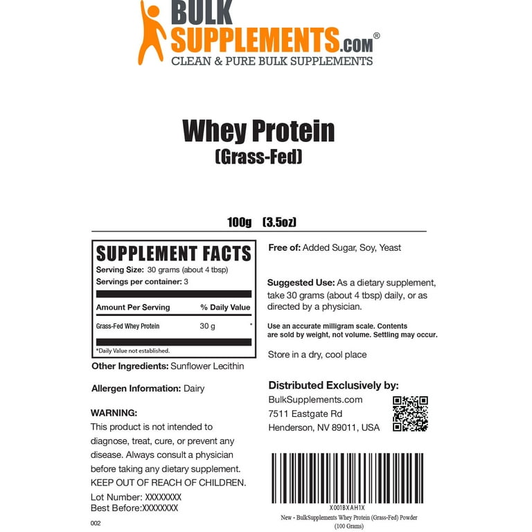 BulkSupplements.com Whey Protein Isolate Powder - Protein Supplement -  Protein Powder Unflavored - 90% (1 Kilogram - 2.2 lbs - 33 Servings)