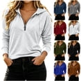 thumbnail image 2 of Pafei Tyugd Womens Quarter Zip Hoodie Casual Drawstring Sweatshirt Hoodies Soft Cozy Long Sleeve Pullover Tops Ladies Fall Fashion Clothing Navy 2XL, 2 of 7