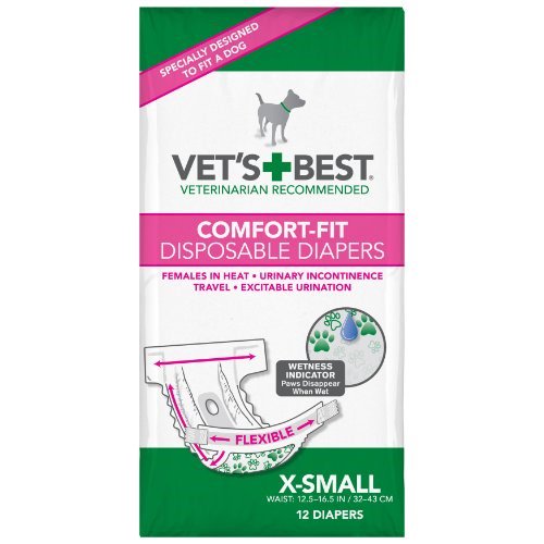 Vet's Best 12 Count Comfort Fit Disposable Female Dog Diapers, X-Small ...