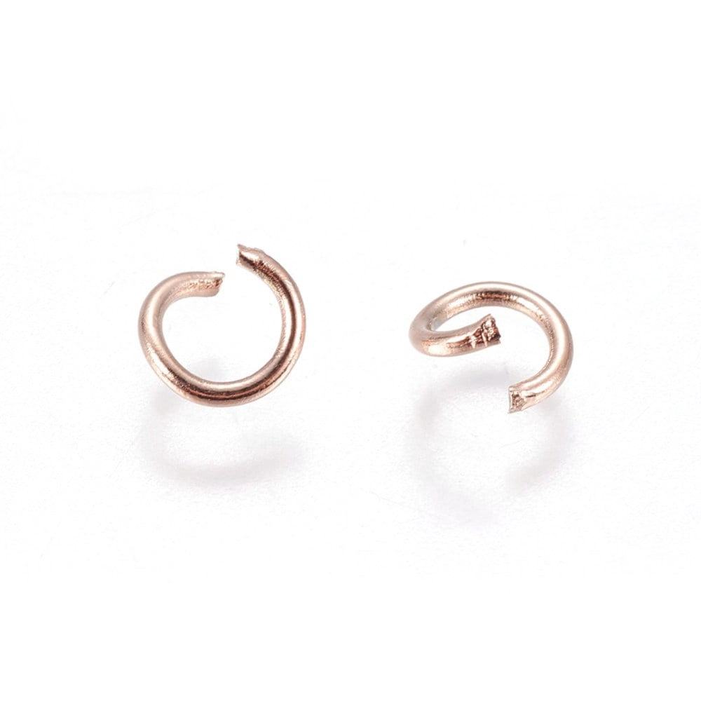 Ion Plating(IP) 304 Stainless Steel Open Jump Rings Rose golden 20 Gauge 5x0.8mm Hole: 3.5mm