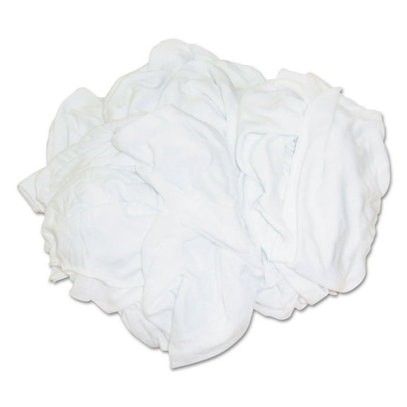 HOSPECO 455-25BP 25 lbs. Polybag New Bleached Multi-Fabric T-Shirt Rags - White (25/Carton)