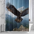 thumbnail image 3 of Flying Eagle Shower Curtain for Bathroom Decor, Mountains Blue Sky Waterproof Fabric Shower Curtain, 60"x72" Set with 12 Hooks, 3 of 9