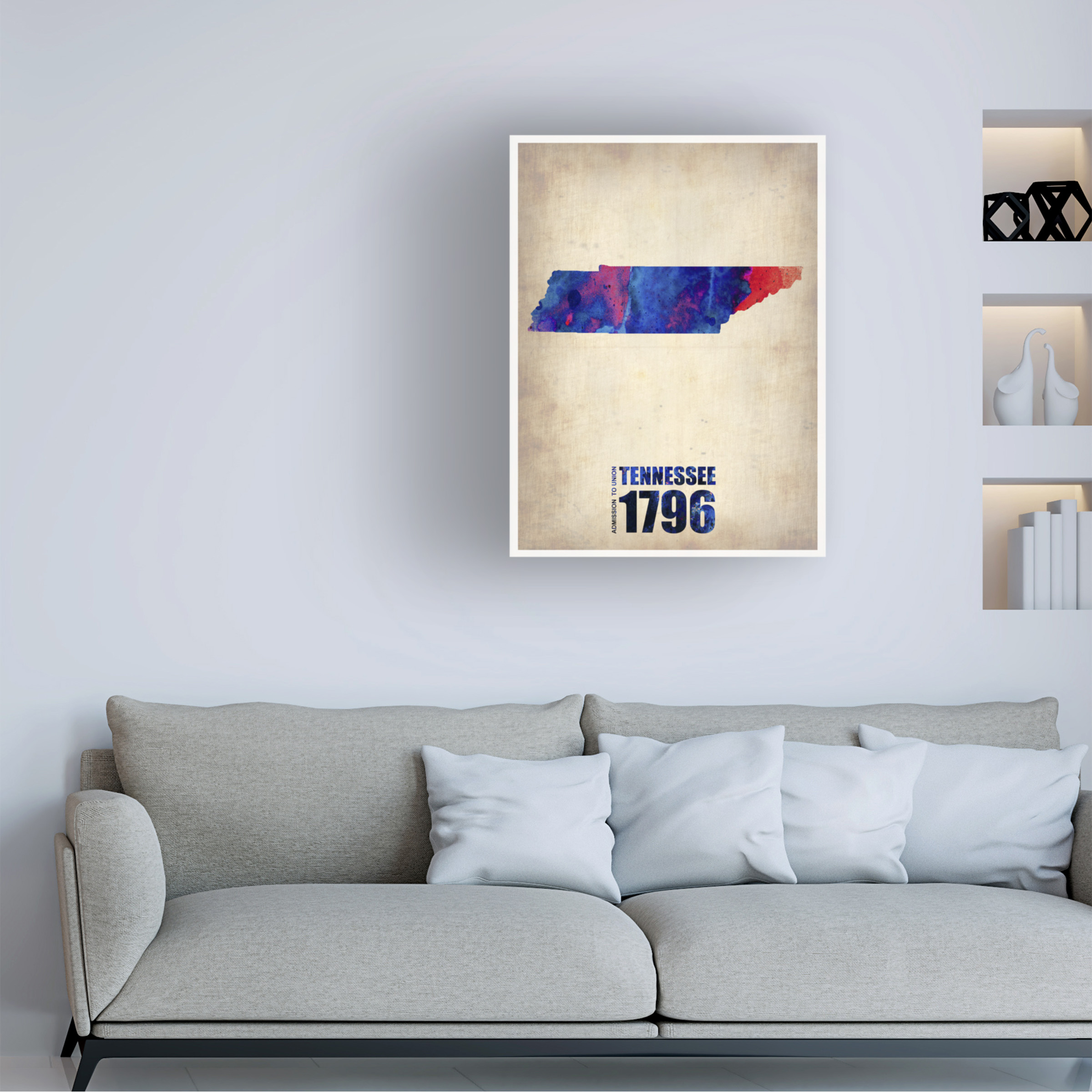 Trademark Fine Art Naxart Tennessee Watercolor Map Canvas Wall Art - 35x47