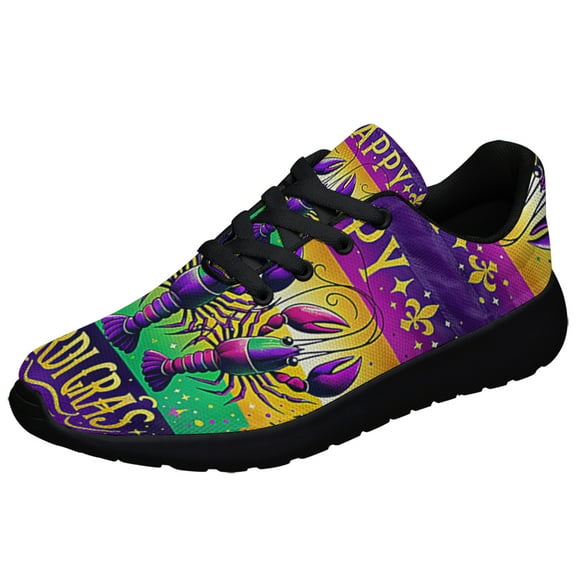 Mardi Gras Crawfish Shoes Sneakers for Women Men Black Size 3.5