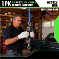 thumbnail image 2 of 1-Pack 50 ft Block and Tackle Pulley Hoist System, 1000 lb Capacity, 5:1 Ratio, Reflective Rope, Includes 2 x 18-Inch Soft Loops, 2 of 8