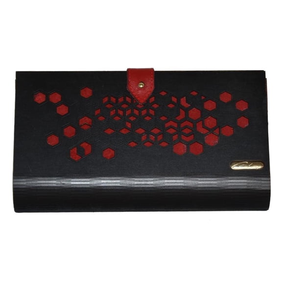 Bolsa Clutch Hexagono Wengue Forro Rojo Borse Della Vittoria Clutch