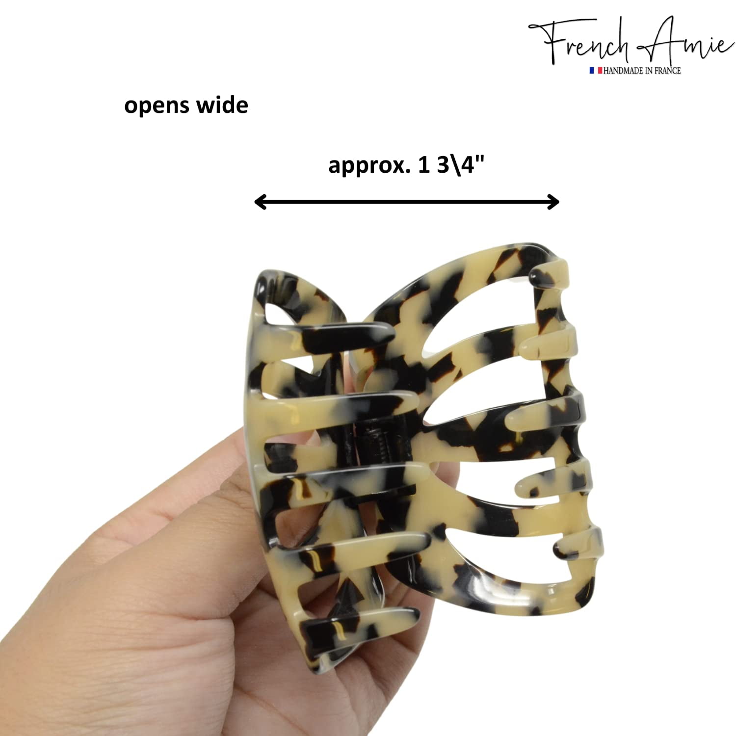 French Amie Hump Small 2 3/4" Celluloid Handmade Jaw Hair Claw Clip