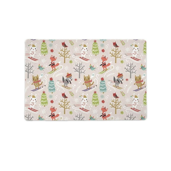 Skiing Animals Pattern Mat Rectangle -Image by Shutterstock,