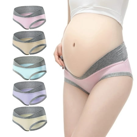 

Jieowen 6 Pack Womens Cotton Maternity Underwear U-Shaped Low-waist Underwear Seamless Soft Care Abdomen Underwear Pregnancy Panties