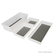 Mind Reader 4 Piece Large Rectangle Storage Compartment Organizer Set, Gray