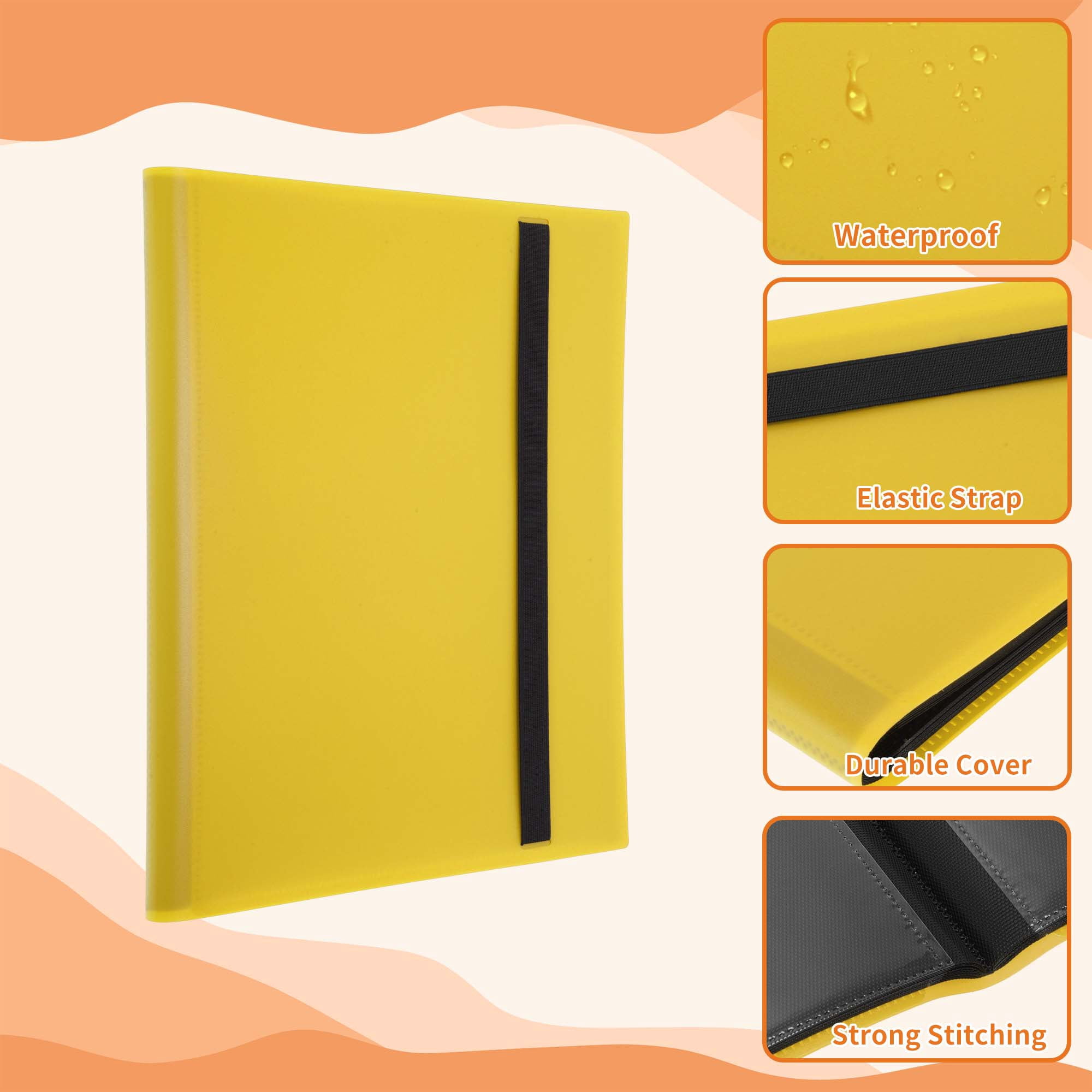 Unique Bargains Card Binder with 9 Pockets and 20 Pages ["Yellow"]