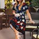 thumbnail image 3 of Fotbe Red Blue White Stars Vestido Largo de Moda para Mujer, Vestido Tipo Camiseta con Manga Corta y Estilo Casual a Rayas y Bloques de Color, 3 of 6