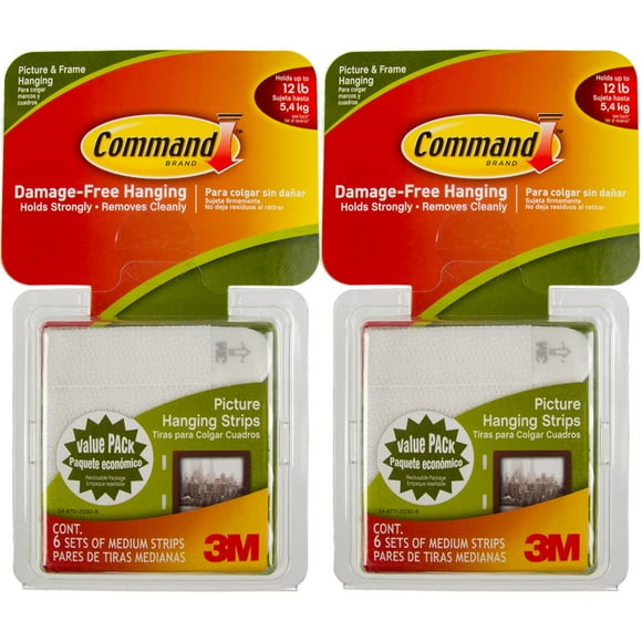 Tiras para colgar cuadros y marcos Command 3M, paquete de 12 unidades