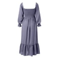 thumbnail image 4 of Robe Maxi à Manches Longues Automne 2024 pour Femmes - Encolure Carrée, Smockée à Volants - Robe Fluide en Polyester avec Poches Latérales - Taille Unique - S-TTG, 4 of 4
