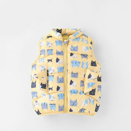 

jsaierl Toddler Kids Baby Boys Girls Fashion Cute Cartoon Pattern Windproof Padded Clothes Jacket Vest Coat
