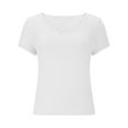 thumbnail image 4 of Timegard Going out Tops for Women Summer V Neck Short Sleeve Solid Color Casual Slim Comfy Tee Shirts, 4 of 6