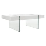 SAFAVIEH Jacob Rectangular Glass Leg Modern Coffee Table, White ...