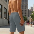 thumbnail image 4 of Gamivast Linen Shorts for Men Drawstring Elastic Waist Rolled Hem Shorts with Pockets Zip Relaxed Fit Mid Rise Shorts for Resort Days Casual Errands and Summer Outings, 4 of 6