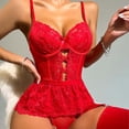 thumbnail image 5 of Gibobby Lencería sexy Conjunto de lencería para mujer Bralette de encaje y conjunto de panty Lencería de encaje con tiras Lencería sexy(Rojo CH), 5 of 5