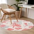 thumbnail image 4 of Round Rugs 4Ft, Red Coastal Shells Round Area Rug Washable Indoor Throw Carpet, Vintage Nautical Conch Coral Starfish Soft Non Slip Circle Rug for Kitchen Nursery Room Home Decor Aesthetic, 4 of 8