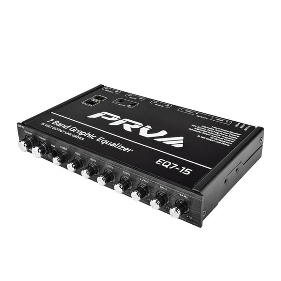 PRV AUDIO EQ7-15 Égaliseur Graphique 7 Bandes Sortie RCA 15 Volts avec Dégradé et Subwoofer Contrôle de Niveau pour AUDIO de Voiture