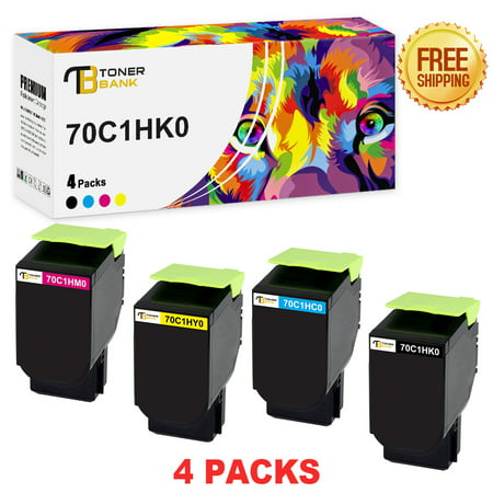 Toner Bank Compatible Toner Replacement for Lexmark 70C1HK0 CS510de CS510dte CS410dn CS410n CS310dn CX510de CX510dhe CX410e CX410de CX410dte Printer Ink Black  Cyan  Magenta  Yellow 4-Pack Toner Bank is a reseller of printer consumable products with its warehouses in East and West Coast since 2015. We carry wide range of compatible toner cartridges & printer ink for most major printer brands. Product Specification: Brand: Toner Bank Compatible Toner Cartridge Replacement for: Lexmark 70C1HK0 70C1HC0 70C1HM0 70C1HY0 Compatible Toner Cartridge Replacement for Printer: Lexmark CS510de CS510dte  Lexmark CS410dn CS410n CS410dtn  Lexmark CS310dn CS310n  Lexmark CX510de CX510dhe CX510dthe  Lexmark CX410e CX410de CX410dte Pack of Items: 4-Pack Ink Color: Black  Cyan  Magenta  Yellow Page Yield (based upon a 5% coverage of A4 paper): 4000/3*3000 Pages Cartridge Approx.Weight : 0.4 Pounds Cartridge Dimensions (Per Pack): 5.51 x 4.13 x 2.76 Inches Package Including: 4-Pack Toner Cartridge