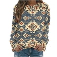 thumbnail image 1 of Haut Décontracté à Manches Longues Raglan Col Rond Imprimé Style Ethnique pour Femmes Mode festival, 1 of 5