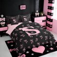 thumbnail image 2 of Erosebridal Girl Personalized Bowtie Gifts 7-Piece Bedding Comforter Set,Initial Letter Theme Alphabet S King Bedding Sets For Kids,Pink Reversible, 2 of 7