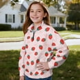 thumbnail image 3 of Uorisanigo Girls Half Zip Pullover Sweatshirt Fall Fashion Outfits Clothes Cute Strawberry Print Long Sleeve Lapel Zipper Sweatshirt Oversized Quarter Zip Up Hoodie Jacket Pullover Tops, 3 of 7