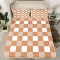 thumbnail image 2 of Homewish Geometric Plaid 4 Pieces Queen Sheet Sets For Teens Boys Girls,Brown White Ultra Soft Flat Sheet,Vintage Aesthetic Queen Fitted Sheet,Super Cozy Room Decor, 2 of 7