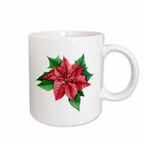 3drose, Pretty Image of Watercolor Christmas Poinsettia Flower Illustration, 11oz Mug