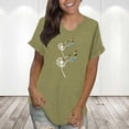 thumbnail image 2 of HAPIMO Women's Trendy Loose Tops Dressy Tunic Clearance V Neck Pullover Elegant Casual Relaxed Blouses for Teen Girls Floral Graphic Summer Tees Ruffle Sleeve Army Green M, 2 of 6