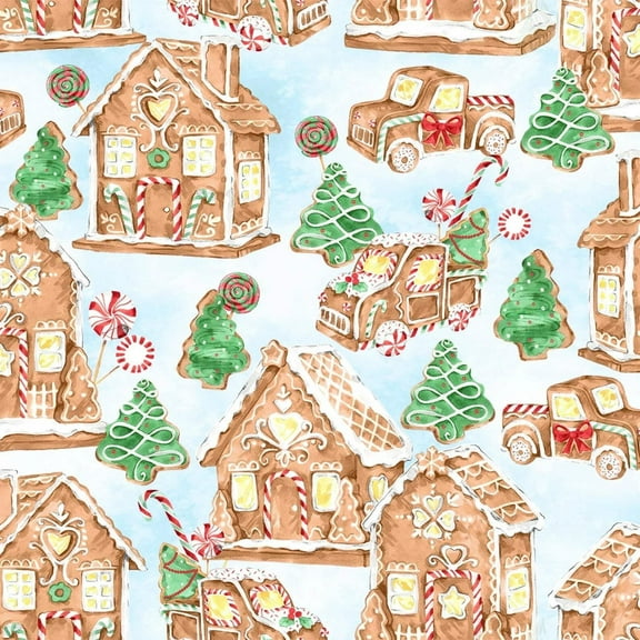 Christmas Gingerneering Gingerbread Village Cotton Fabric (Yard)