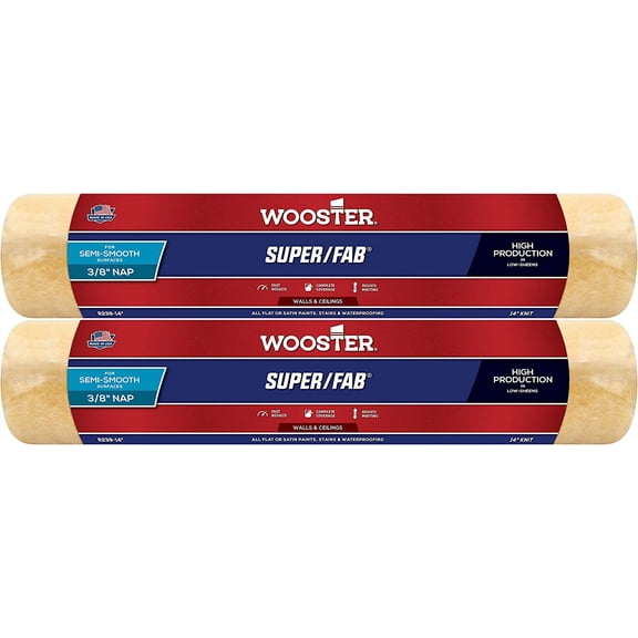 Wooster Genuine 14" Super/Fab 3/8" Nap Roller Cover 2-Pack, R239-14-2PK
