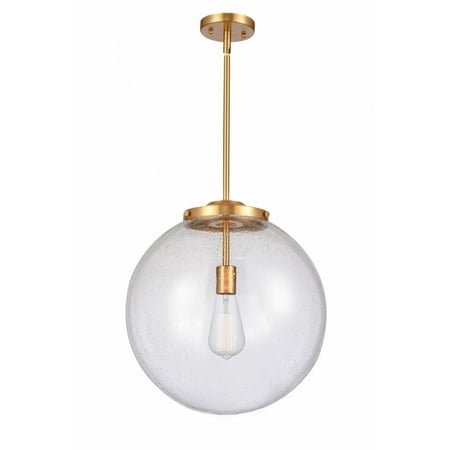 

221-1S-SG-G204-16-Innovations Lighting-Beacon - 1 Light Pendant In Industrial Style-17 Inches Tall and 16 Inches Wide-Satin Gold Finish-Seedy Glass