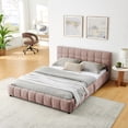 thumbnail image 2 of Queen Bed Frame with 4 Storage Drawers, Upholstered Platform Bed Frame with Wood Slats Support, No Box Spring Needed, Pink, 2 of 9