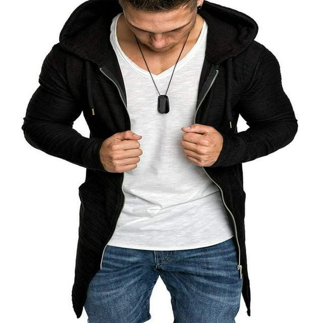 Men Winter Sweater Slim Long Sleeve Coat Cardigan Trench Jacket Suit