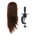 thumbnail image 4 of Cabeza de maniquí de cabello humano 30% con soporte de abrazadera para trenzado yeacher Cabeza hueca, 4 of 7