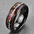 thumbnail image 3 of 8mm Mens Black Tungsten Rings Hawaiian Koa Wood and Created Fire Opal Inlay Wedding Band Dome Style, 3 of 5
