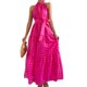 thumbnail image 1 of Vestido Sin Mangas Vestidos largos para mujer Vestido de cintura alta con cuello levantado Estilo bohemio (Rose Red XL) Cgtredaw Para estrenar, 1 of 1