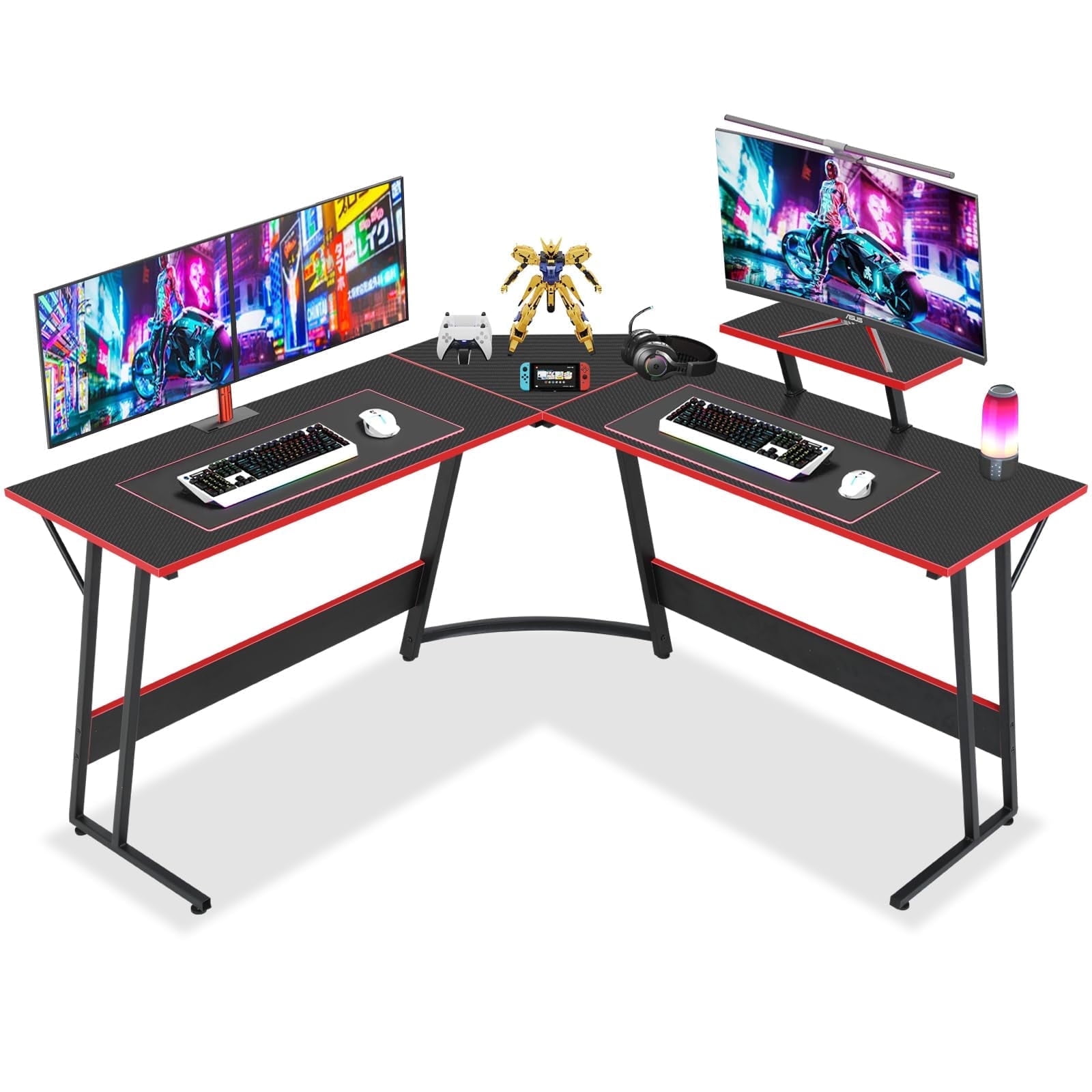 NiamVelo L-Shaped Gaming Desk 50 inches Corner Computer Desk, Home Office Desk with Large Desktop Gaming Table for Adults&Kids,Black