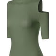 thumbnail image 4 of FashionOutfit Women's Lightweight Solid Stretch Ribbed Turtleneck Open Shoulder Top, 4 of 4