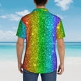 thumbnail image 6 of Fotbe Glitter Rainbow Hawaiian Shirt for Men Unisex Summer Beach Casual Short Sleeve Cotton Linen Button Down Shirts-Medium, 6 of 9