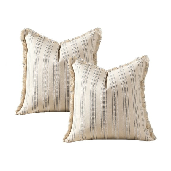 Pack of 2 Polyester-Cotton Blend Pillow Covers Square Throw Pillow Covers Light Blue Pillowcases for Sofa Bedroom Car 18 x 18 Inch